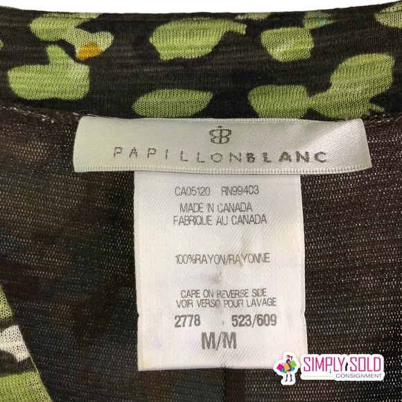 Papillon Blanc Women's A-Line Dress Long Sleeve V-Neck Blue Green Colorblock M - Picture 9 of 10